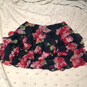 Hollister Navy pink flora mini skirt size L